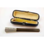 Cased 9ct rose gold collared cheroot holder, hallmarked London 1921, length approximately 6cm