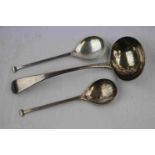 A pair of Arts and Crafts style silver teaspoons, stepped finials, makers William Hair Haseler,