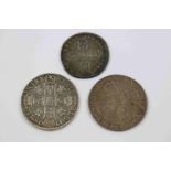 Two Silver Shillings to include Queen Anne 1705, William III 1700 & a William III Sixpence 1697