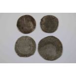 Four Hammered Silver Tudor coins in poor condition