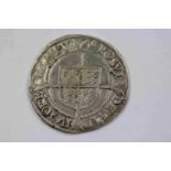 Elizabeth I Hammered Silver Shilling, rubbed date, Good condition for age
