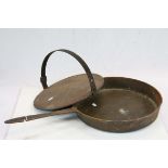 Large Vintage Cast Iron Frying Pan and an Iron Skillet