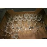 Collection of Crystal Cut Glass including Set of Six Cut Glass Wine Glasses, Set of Eight Cut