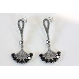 Pair of Silver Marcasite Art Deco Style Drop Earrings