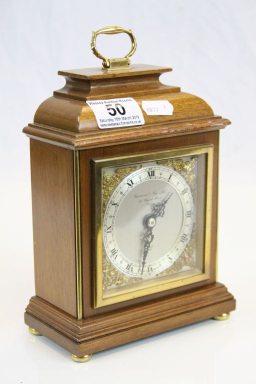 Elliot Mahogany Cased Mantle Clock retailed by Garrard & Co of London with Silvered Dial, 20cms - Image 2 of 3