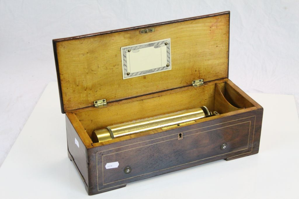 An early key wind 4 air Cylinder Musical box by Lecoultre C.1839. In good working order, comb and