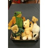 Collection of Vintage Teddy Bears including Straw Filled and Vintage Toy Toads