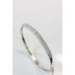 Silver Plated Bangle Set with a Double Row of CZ's