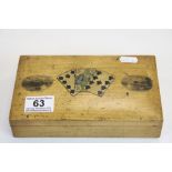 Victorian Mauchlinware Playing Card Box, the lid decorated with playing cards and scenes of Wray