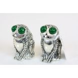 Pair of Novelty Condiments in the form of Frogs with Green Eyes