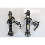 Pair of Late 19th / Early 20th century Brass and Metal Gimble Mounted Ship's / Cabin Candle Lamps,