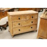 Victorian Pine Chest of Two Short over Three Long Drawers with Turned Wooden Handles, 106cms wide