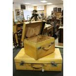 Vintage ' Watajoy ' Pig Skin Suitcase together with a similar Pig Skin Vanity Case