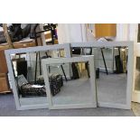 Pair of Grey Painted Framed Mirrors with Bevelled Edge, 92cms x 94cms together with a similar