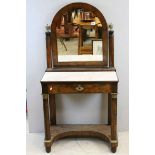 19th century French Empire Small Mahogany Dressing Table with Gilt Metal Mounts, Arched Mirror,