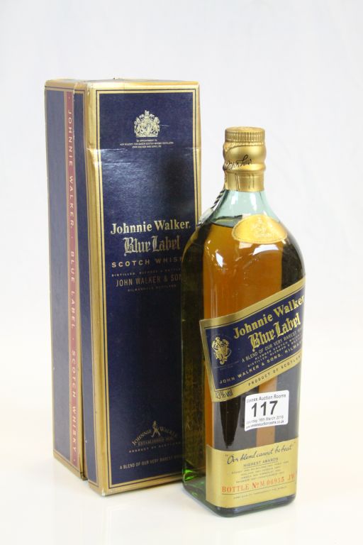 Bottle of Johnnie Walker Blue Label Scotch Whiskey, 75cl contained in it's original presentation box