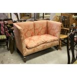 George III Style Two Seater Square Back Sofa with Two Padded Cushion Seats and raised on Square