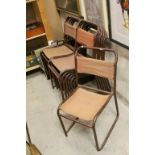 Twelve Mid 20th century Stacking Tubular Metal School / Office / Industrial Chairs with Canvas Seats