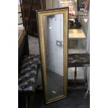 Late 19th / Early 20th century Gilt and Painted Rectangular Mirror, 119cms x 34cms