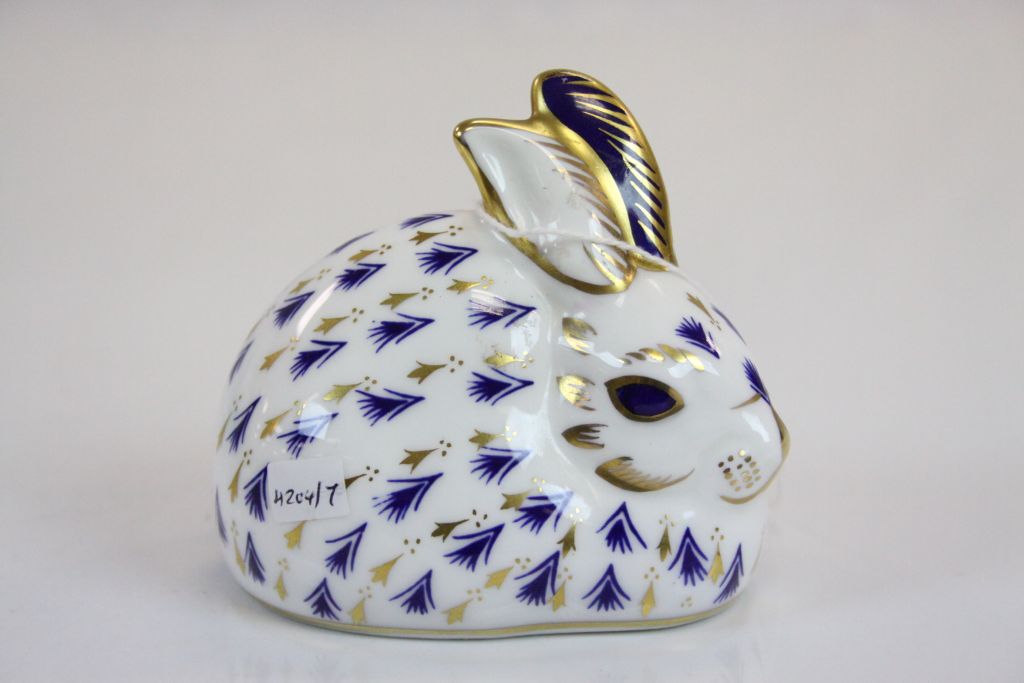 Royal Crown Derby Harvest Rabbit Paperweight with Gold Stopper