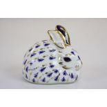 Royal Crown Derby Harvest Rabbit Paperweight with Gold Stopper
