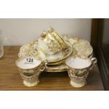 Collection of 19th century Copeland and Garrett Teaware decorated with panels including Oakhampton