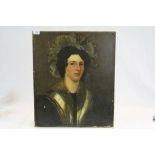 Early 19th century Oil on Canvas Head and Shoulder Portrait of a Lady, 52cms x 62cms, unframed