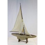 Wooden Model of a Sailing Yacht on Stand