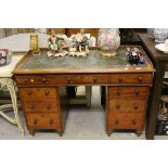 William IV Mahogany Twin Pedestal Desk, the green leather inset top with up-stand above a long