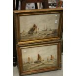 Pair of Framed Scenes of Sailing Ships at Sea