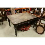 Victorian Oak Kitchen Table raised on turned legs, 138cms x 103cms x 74cms high