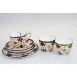Three Victorian Royal Crown Derby Cups and Saucers together with Tea Plate, pattern no. 1519
