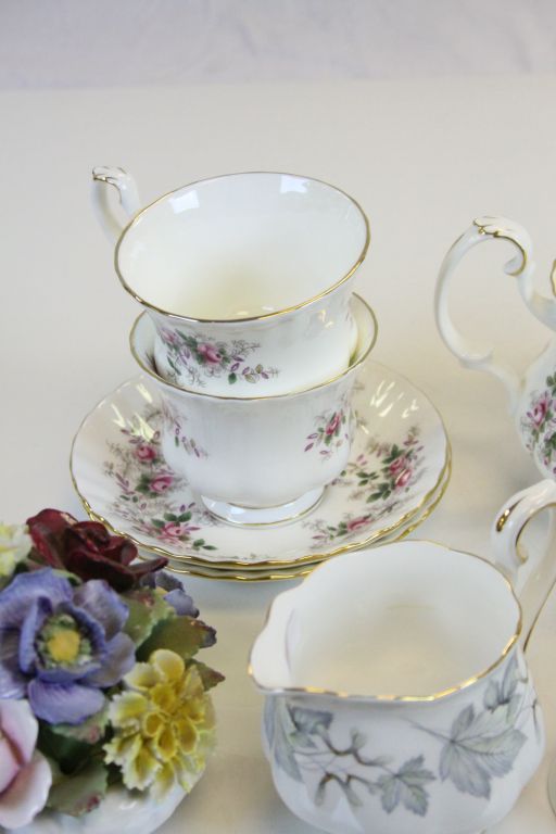 Royal Albert ' Lavender Rose ' Teaware including Small Teapot, Two Cups and Saucers, Milk and Sugar; - Image 2 of 4