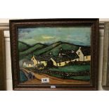 Oil Painting of Irish Landscape titled to verso on label ' Kerry Cottages '