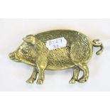 Novelty Brass Pin Dish in the form of a Wild Boar / Pig