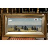Gilt Framed Oil Painting of a Victorian Beach Scene with Figures