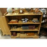 Late 19th / Early 20th century Pine Bookcase with Shaped Back Rail, approx. 123cms long x 130cms