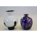 Guernsey Glass Pot and a Caithness Black and White Teardrop Vase