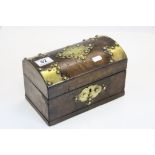 Victorian Walnut and Brass Mounted Domed Top Box, 23cms long