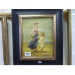 Oil Painting signed Ann Charlton titled to verso ' Picnic with Nell in Pembroke '