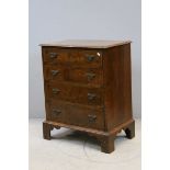 Small George III Style Walnut Chest of Four Drawers on Bracket Feet, 62cms wide x 78cms high
