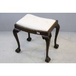 1920's Mahogany Dressing Table Stool with Upholstered Drop-In Seat and raised on Cabriole Legs