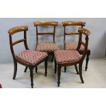 Set of Four Regency Mahogany Bar Back Dining Chairs with Tulip Carved Legs