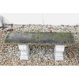 Reconstituted Stone Garden Bench, 123cms long x 45cms high