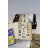Box of vintage Stamps, World & UK, loose and in Albums
