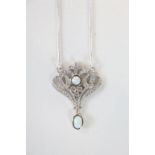 Silver and Opal Belle Epoque Style Necklace