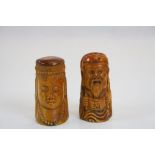 Two Oriental Stained & Carved resin figures, each approx 65mm high