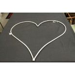 Large White Painted Metal Heart Shaped Garden Frame, approx. 82cms high