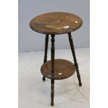 Edwardian Mahogany Inlaid Circular Side Table with undertier, 40cms diameter