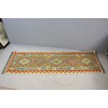 Hand Knotted Chobi Kelim Vegetable Dye Wool Runner, 198cms x 62cms